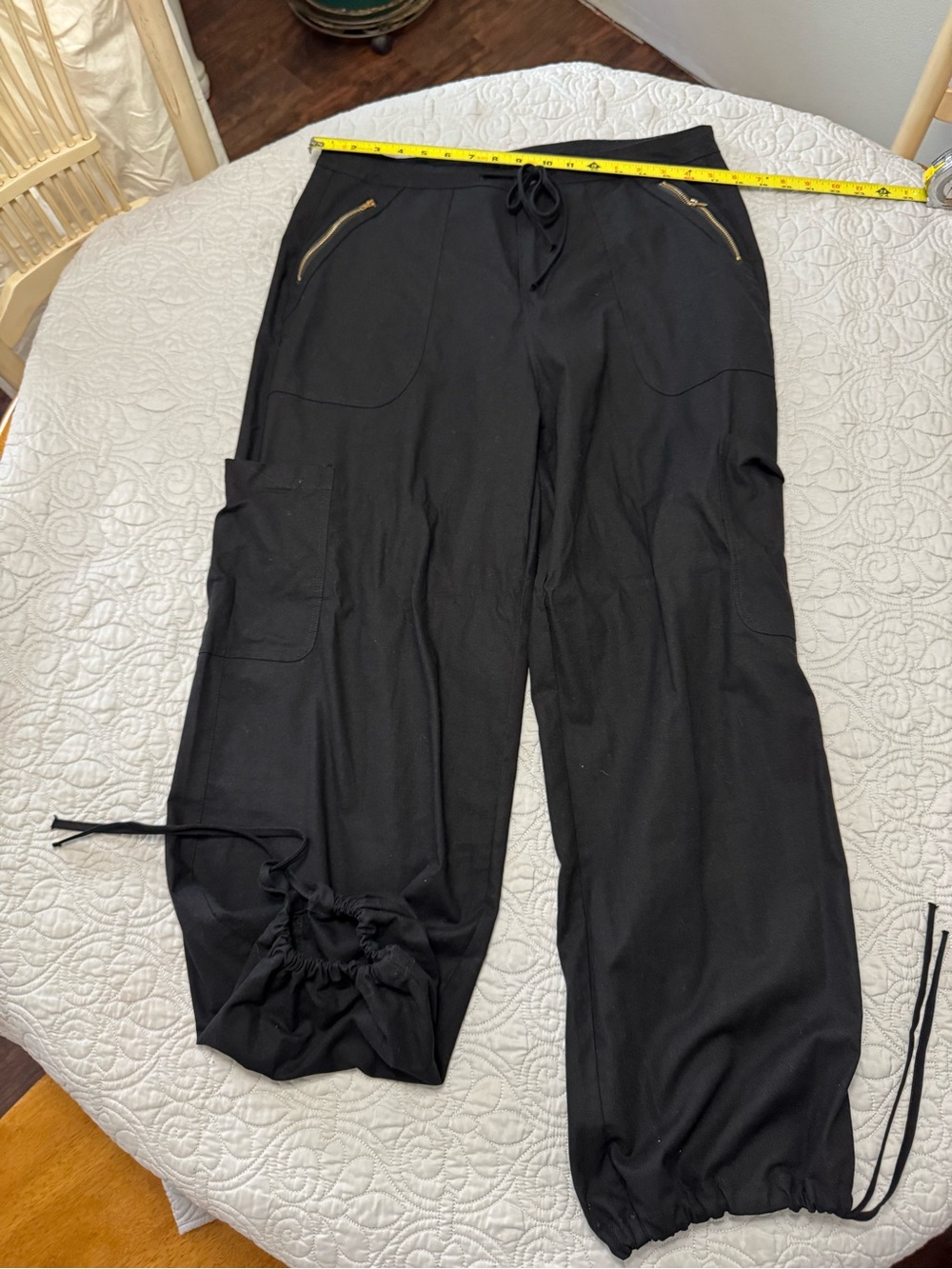 Black Linen Cargo Jogger Pants